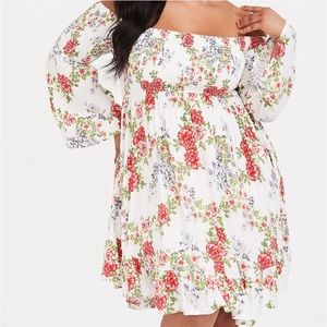 Floral ivory challis dress by Torrid